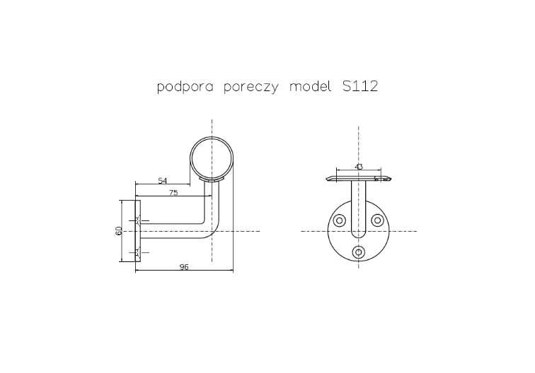 Zábradlí nerez - držák madla S112